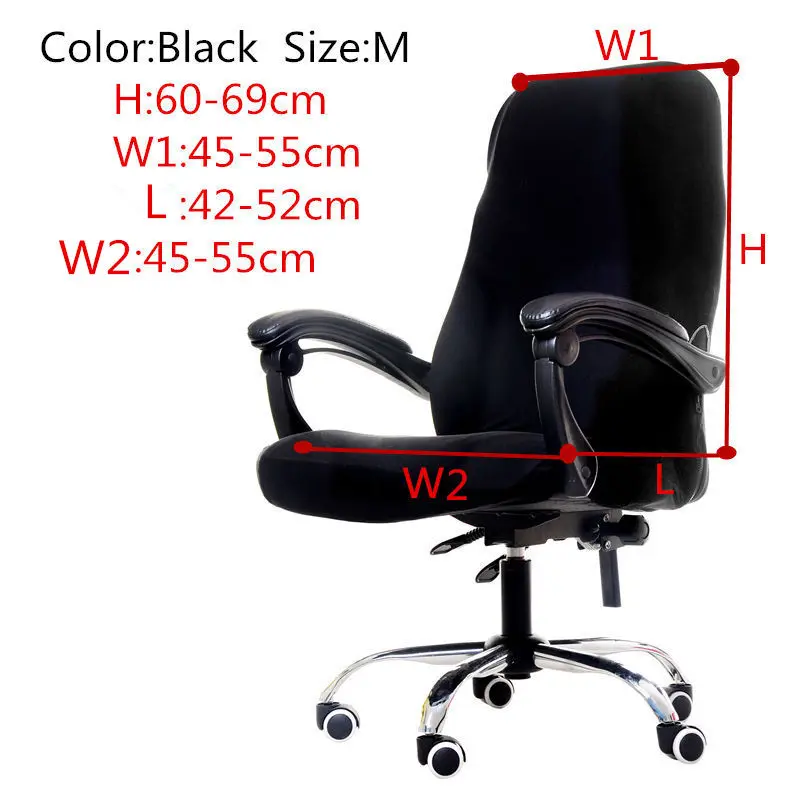 3 размера современный офисный чехол на компьютерное кресло с принтом спандекс чехлы для сидений для компьютерных игр съемные стрейч чехлы для сидений - Цвет: Black Size M