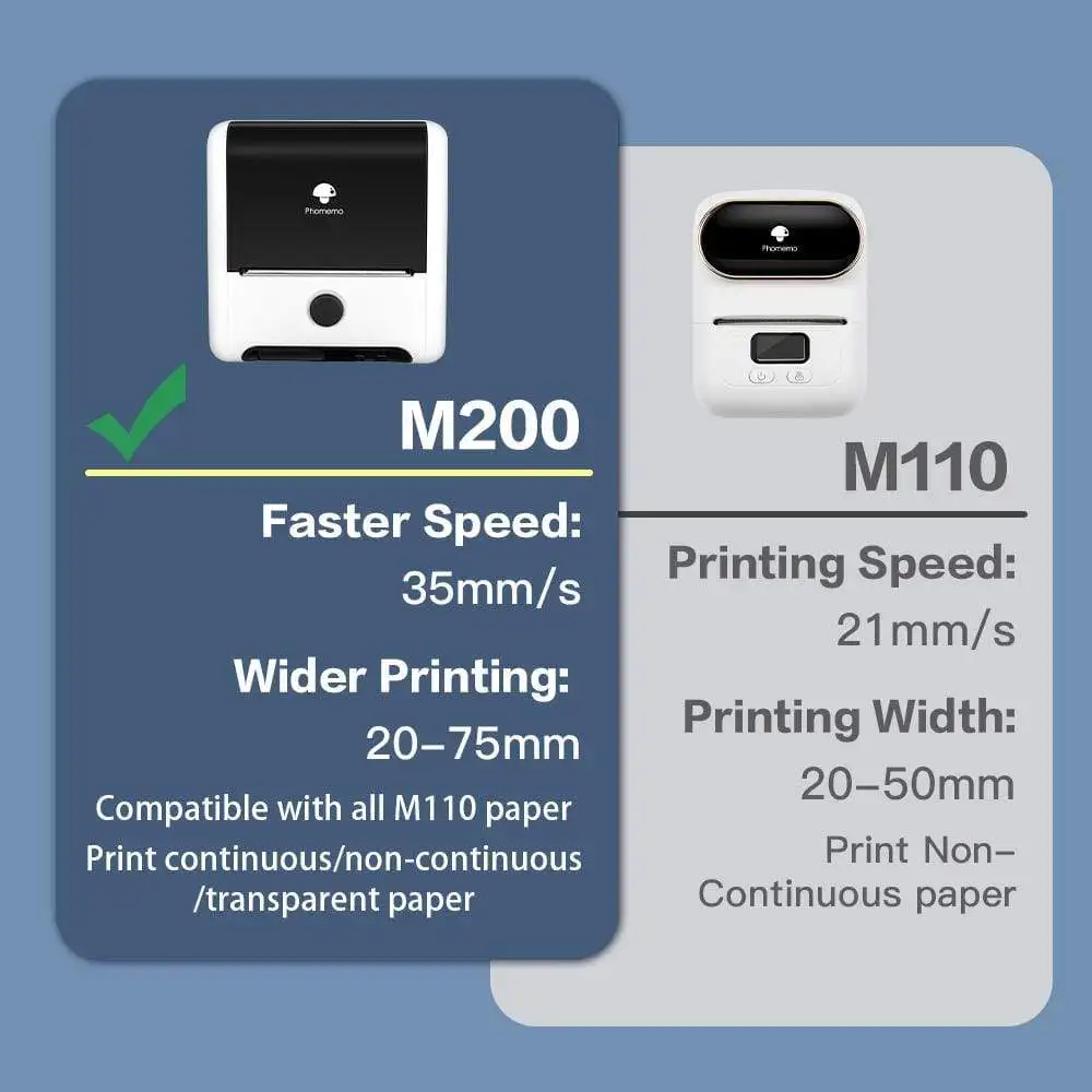 Phomemo etichetta termica M200 foto grande stampante adesiva etichetta  commerciale codice QR, etichettatrice per codici a barre larghezza carta:  20-75mm - AliExpress