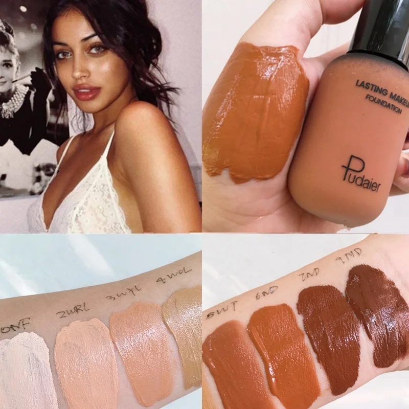 

Face Foundation Cream Mineral Full Coverage Matte Liquid Concealer Base Make Up Professional Skin Tone Dark Black Corrector