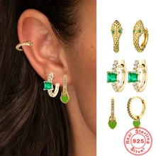 

Multicolor Zircon 925 Sterling Silver Hoop Earrings Women Gold color Earrings Fashion Jewelry New Arrival Retail Wholesale