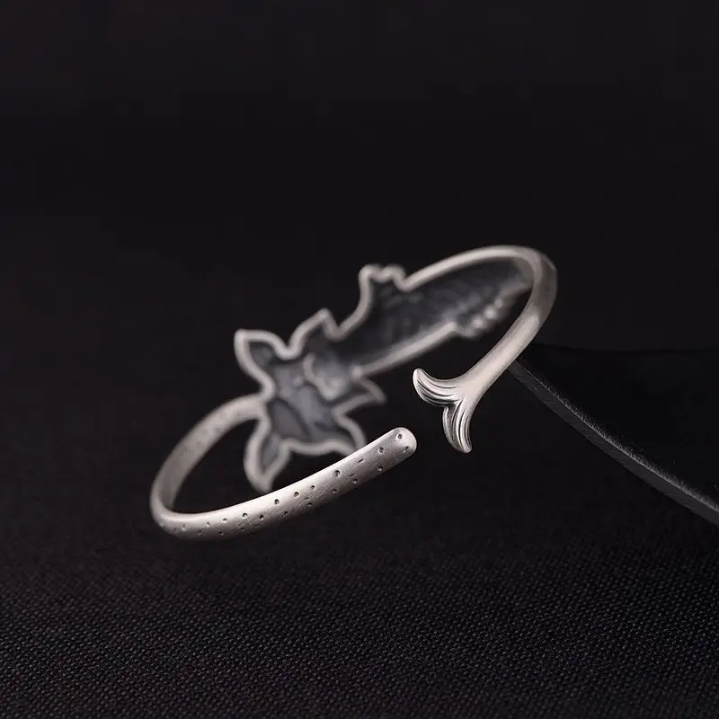 Goede GAGAFEEL Retro Armband En Ring vrouwen Lotus Open Ring Pisces Zilveren Armband Thai Zilveren Matte Sieraden Voor Vrouwelijke