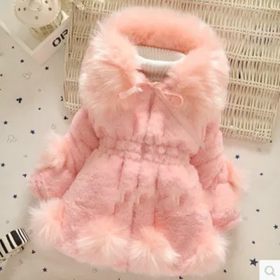 X12-pink Новинка года, зимнее пальто с мехом для маленьких девочек длинная куртка теплый свитер детская одежда из толстого хлопка с большим меховым воротником - Цвет: X12-pink