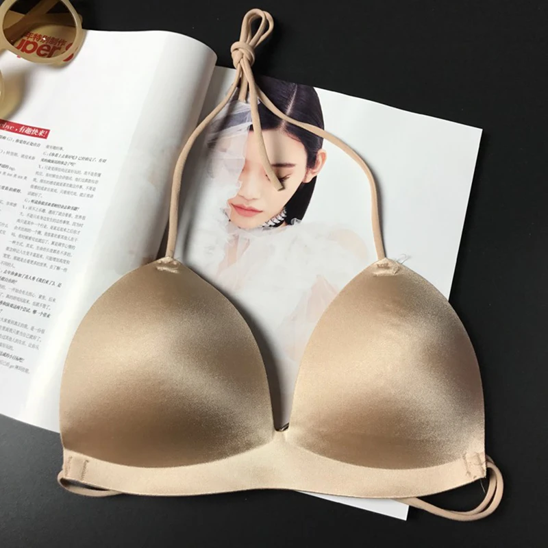 

Backless Lingerie Ladies Halter Bra Wireless Strapless Bras Push Up Bralette Sexy Womens Deep V Underwear BH Strappy