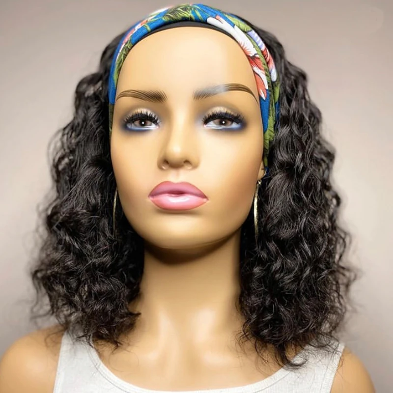 

Curly Human Hair Wig Headband Wig Short Human Hair Wigs For Black Women Short Bob Brazilian Remy Headband Wig Human Hair