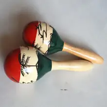 1 пара деревянных maracas Румба шейкеры погремушки Песок Молот перкуссия инструмент