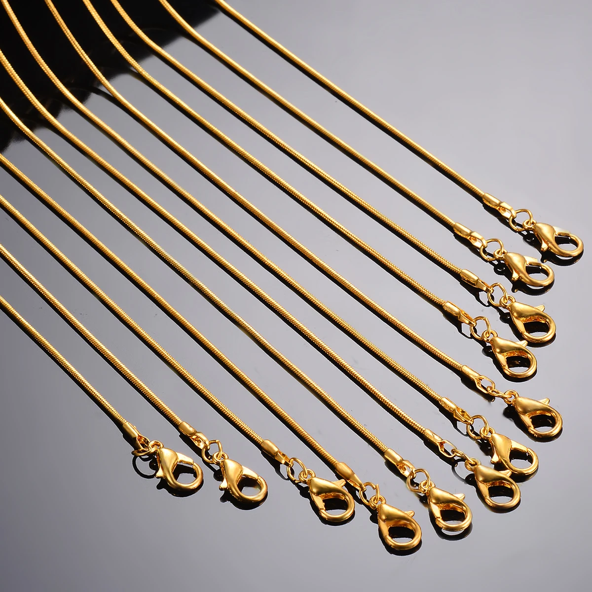 12cs/lot 1.2mm DIY Snake Chain Charms Link Necklace with Lobster Clasps for Jewelry Making 40cm-60cm cuban necklaces silver necklace fashion necklace stainless steel necklace gothic necklace pendant necklaces initial necklace rose gold necklace metal necklace pearl necklace stamp necklace choker necklace rose gold necklaces butterfly necklace statement necklace pendant necklace evil eye charm necklace sterling chain necklace