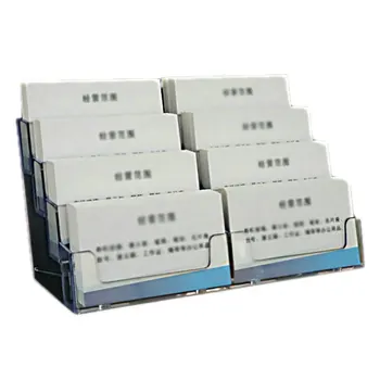 

Desktop 8 Pocket Business Card Holder Clear Acrylic Display Stand Tool For Office School Supplies Card Organizer Holder