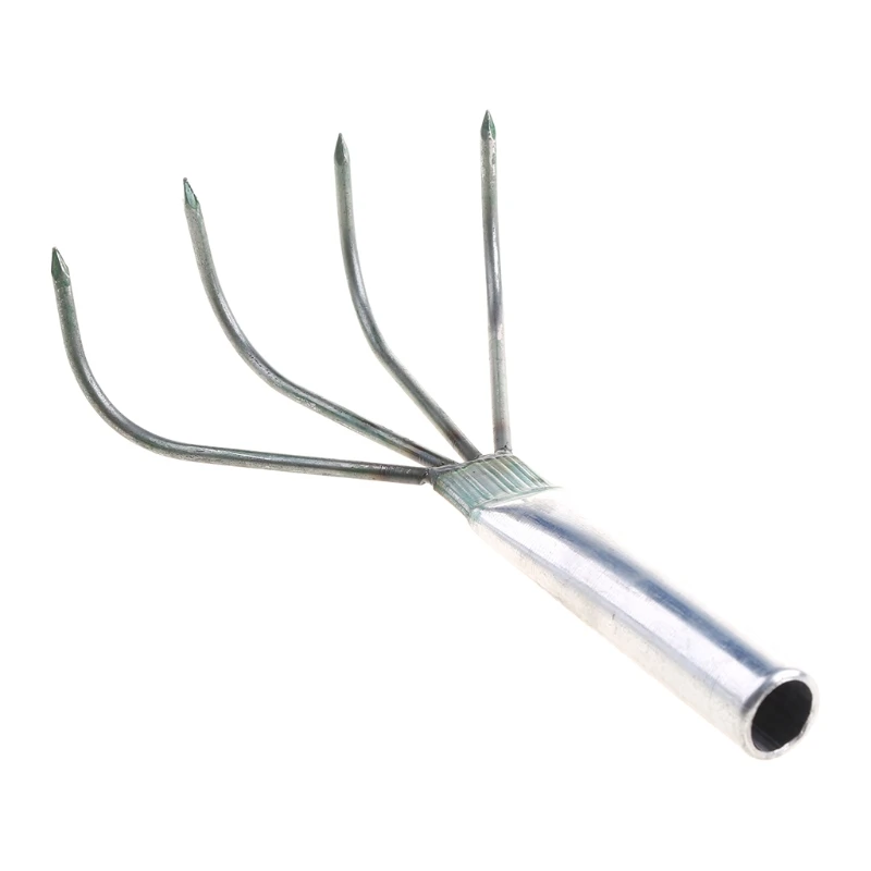 Agricultural Carbon Steel Four-toothed Tines Rake Small Handle Peanut Lawn Leaf Tweezers Garden Tools