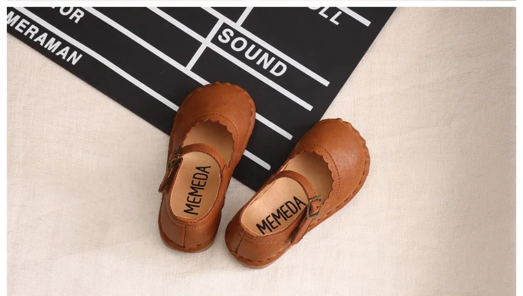 HKXN New Spring Girls Leather Princess Shoes Retro Soft Bottom Children Kids Girls Flat Shoes Mary Jane Shoes