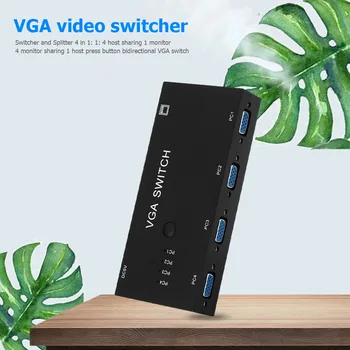 

4 in 1 out Manual VGA Selector Box 4 Port VGA Switch Compact Portable Carry Convenient 4 PC to 1 Monitor Projector