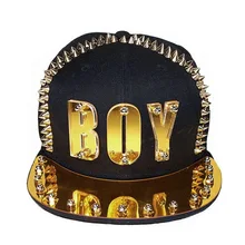 Men Caps Flat Hat Hip Hop Snapback Fancy Rivet Baseball Cap Street Dance Cap Trendy Men's and Women's Flat Hat