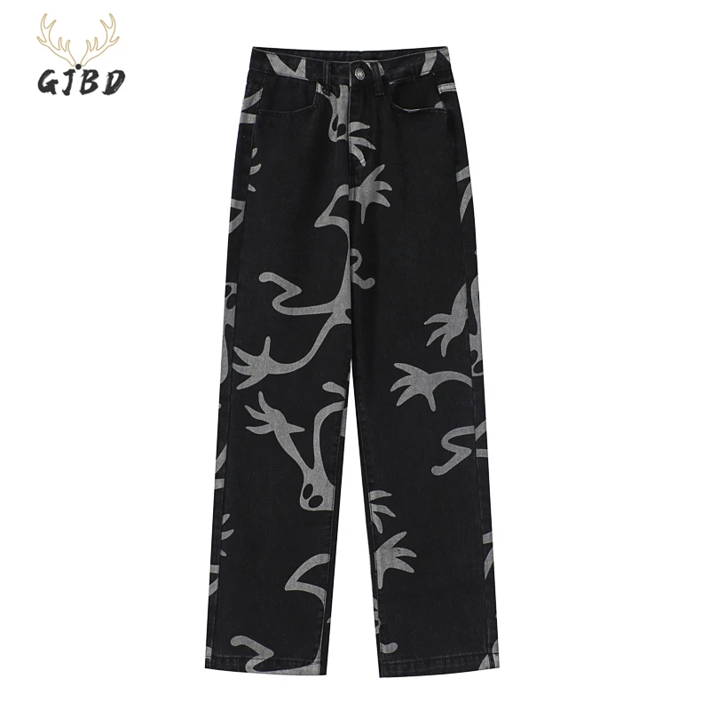 

Women's Jeans 2022 New Y2K Harajuku Streetwear High Waist Vintage Baggy Straight Denim Wide Leg Pants Hip Hop Printing Trouser