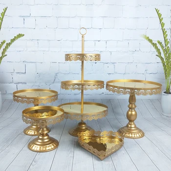 

5PCS / Set Mirror Surface Wedding Dessert Tray Cake Stand Wedding Party Birthday Decoration Pan Cake Cookies Display