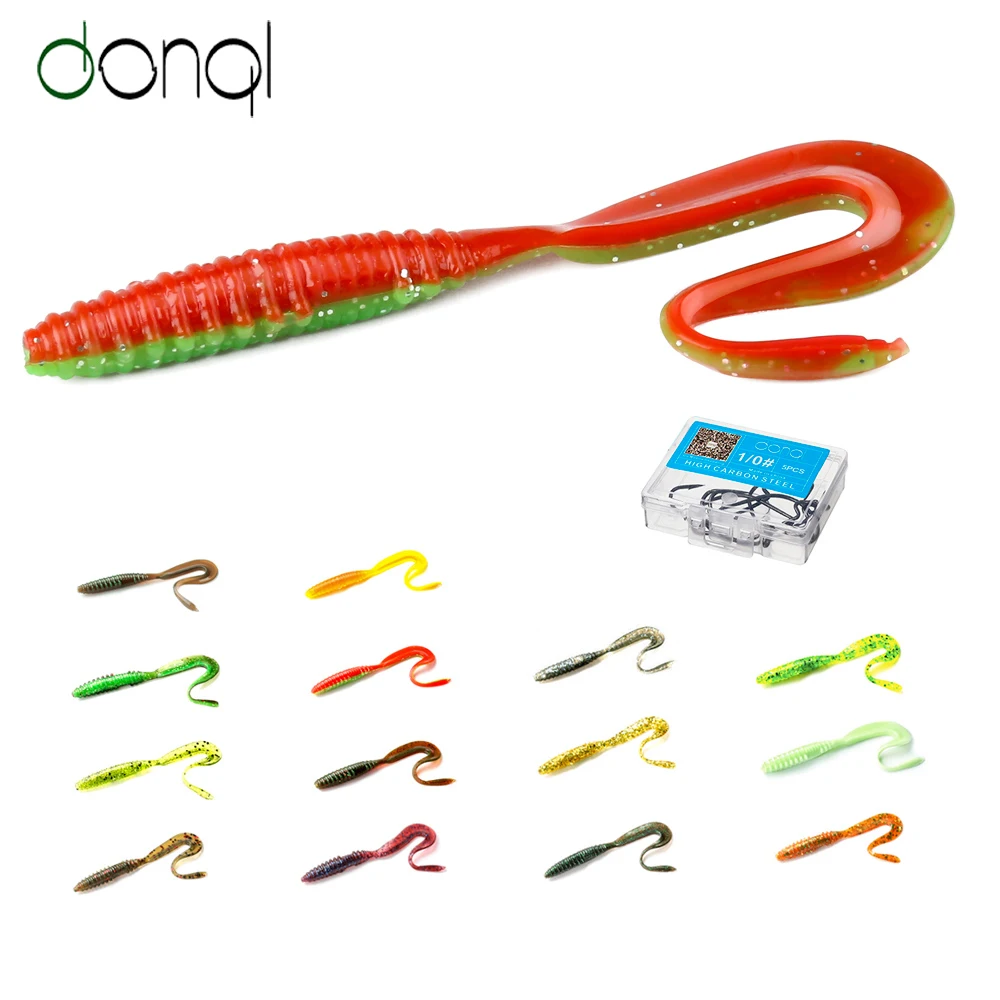 Soft Lures Rubber Fishing-Bait Jig Saltwater Silicone Worm DONQL Hook Bass Long-Tail