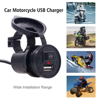 

Motorcycle USB Charger Waterproof Safe Fast Charge Socket Mount Charger Power Adapter with Switch for Motor Car Truck ATV Boat