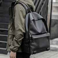 Men Leather Backpacks Anti-theft Bolsas Mochila Large Schoolbag For Boy Travel Bag School Backpack Black Bagpack 2