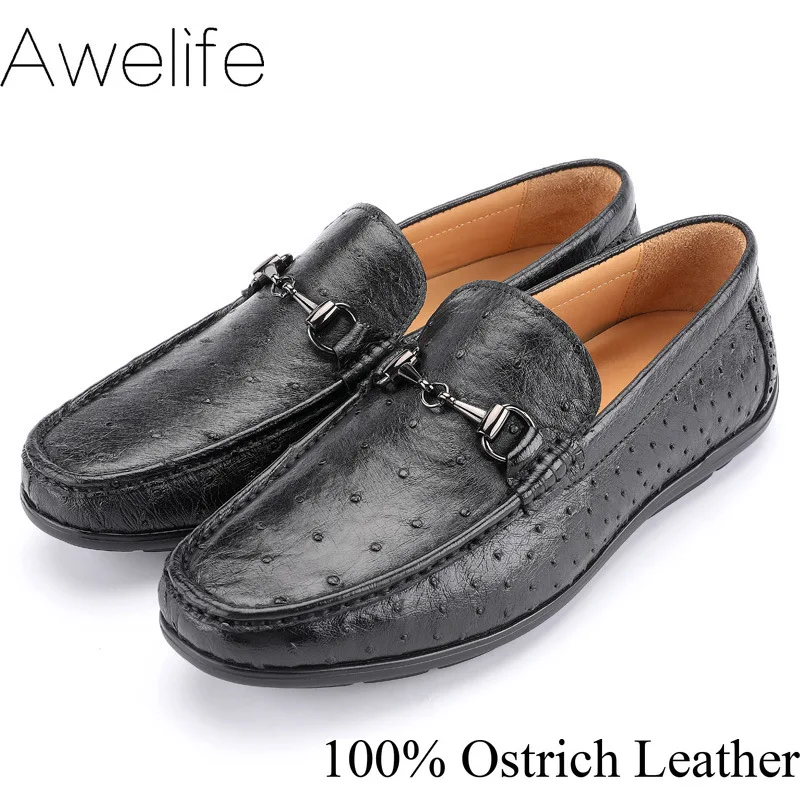 Туфли мужские из натуральной кожи повседневная обувь страусиные вечерние