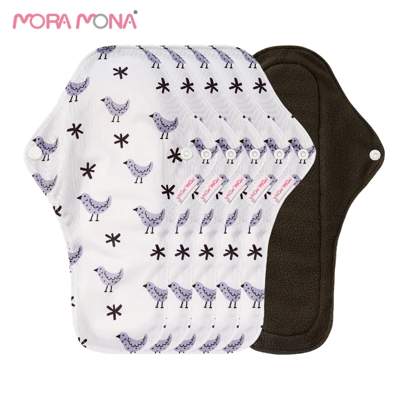 

Mora Mona 5Pcs/set Large Night Heavy Flow Sanitary Pads Reusable Health Bamboo Charcoal Menstrual Pads for Maternity Mama