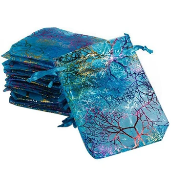 

100Pcs 10X15cm Organza Jewelry Pouch Gift Bags & 100 Pcs Sachets Pouches White Snowflake Packaging Bag