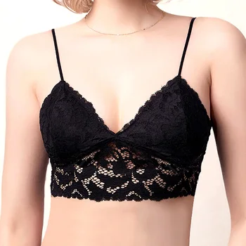 

Lace Top Nude Pink Women Floral Lace Bralette Ladies Seamless Intimates Girls Wireless Lingerie Soft Comfortable Brassiere Black