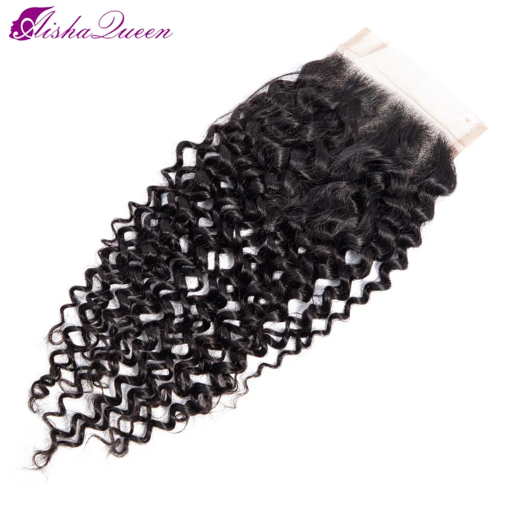 «Холодное сердце» Aisha/queen hair бразильские пряди кудрявых волос с закрытием не Реми человеческие волосы плетение пучки волос с 4x4 кружева Закрытие могут быть окрашены
