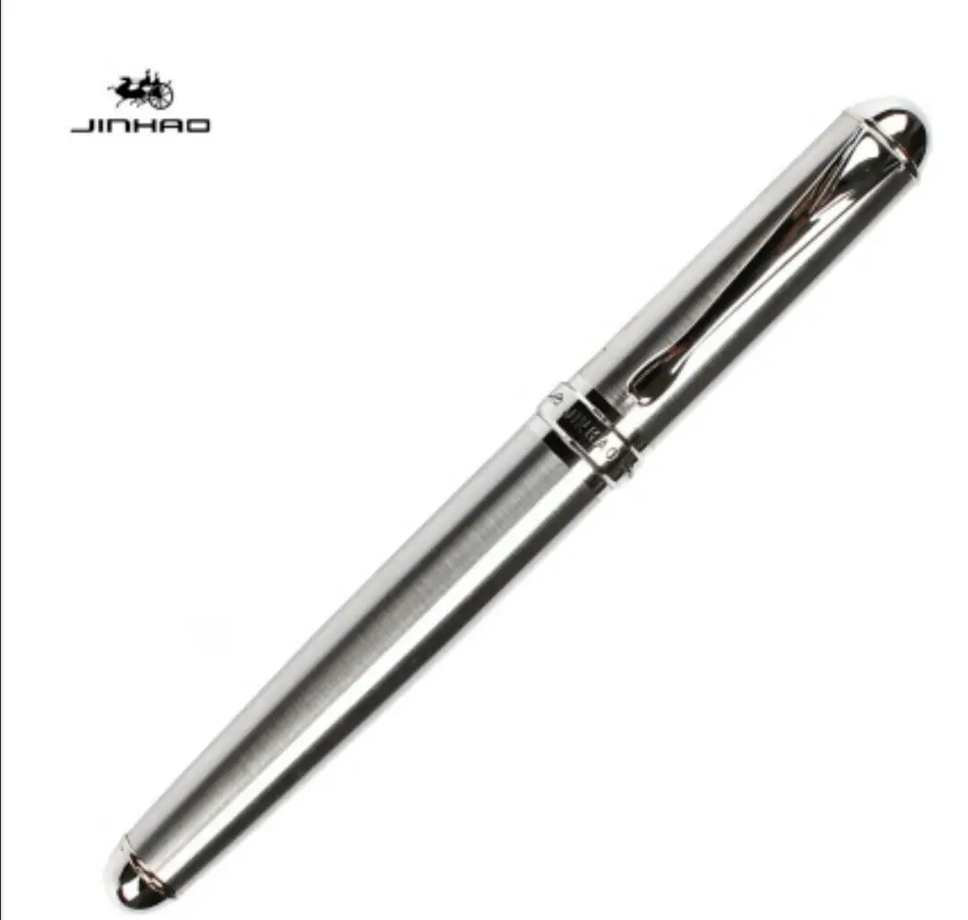 Jinhao X750 каллиграфия авторучка чернильная ручка Fude ручка серебро изогнутое перо 18KGP 1,0 мм Fude перо канцелярские принадлежности для офиса и школы - Цвет: Steel