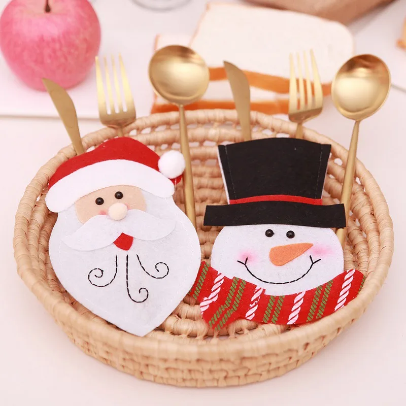 Сумка для посуды держатель ложка нож вилка крышка Санта Клаус Снеговик стиль посуда мешок Рождество год украшения посуда