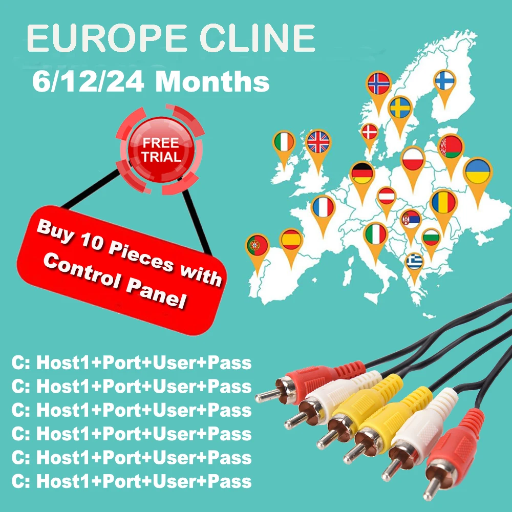 Европа Cline спутниковый ресивер Европа каналы DVB-S2 AV RCA кабели 6 Европа Cline Горячая Испания Германия Польша Португалия