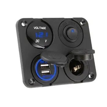 

4 in 1 Switch Panel Double USB Socket Charger 3.1A LED Voltmeter 12V Power ON-OFF Toggle Switch Panel car accessories