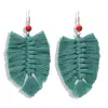 Macrame feather earrings green blue
