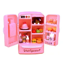 

1/12 Miniature Dollhouse Accessories Mini Cute Double Door Refrigerator Fridge Kitchen Furniture Toy for Barbie Ob11 Doll House