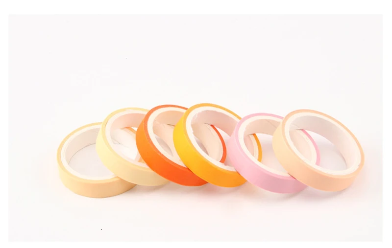 Simple Solid Color Washi Masking Tape Sticky Decorative Paper Tape Set DIY Decoration Office Stationery Scrapbook 6PCS/Bag