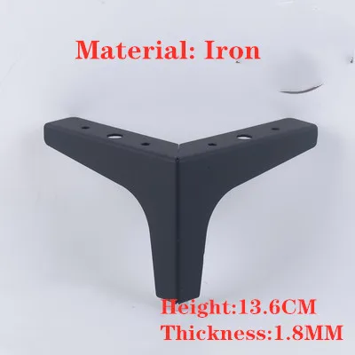 Black 13.6cm 4 шт. ножка для мебели, дивана для ножек стула шкаф стойка для шкафа 10,2/13,6/15,2/16,8 см кровать по высоте ножки с помощью винтов - Цвет: Black 13.6cm