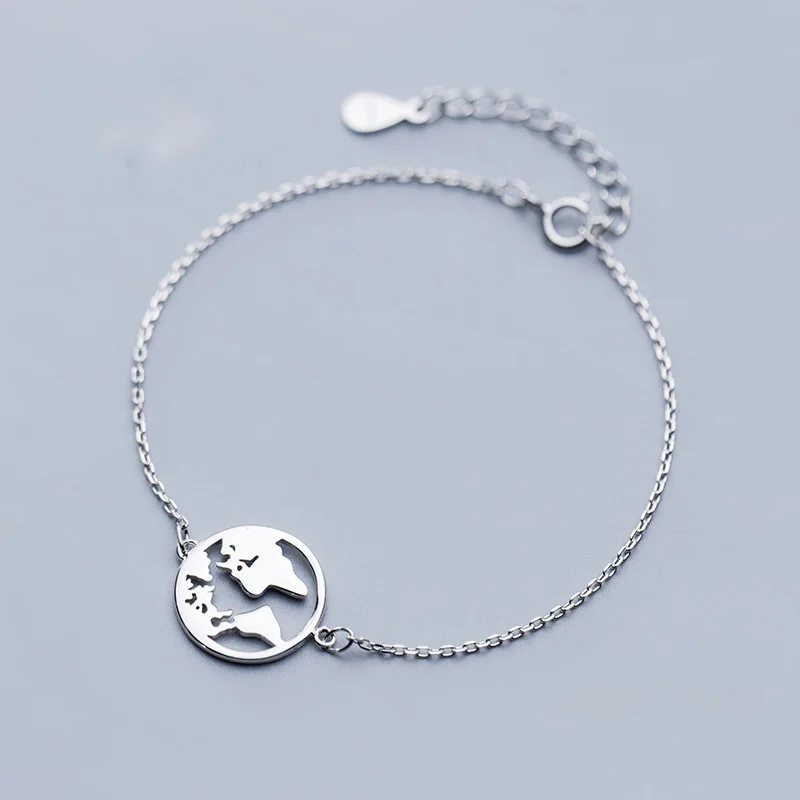 Trustdavis,, Настоящее серебро 925 пробы, полый браслет с картой, 16 см, для женщин, подарок, для девушек, леди, ювелирное изделие DA306