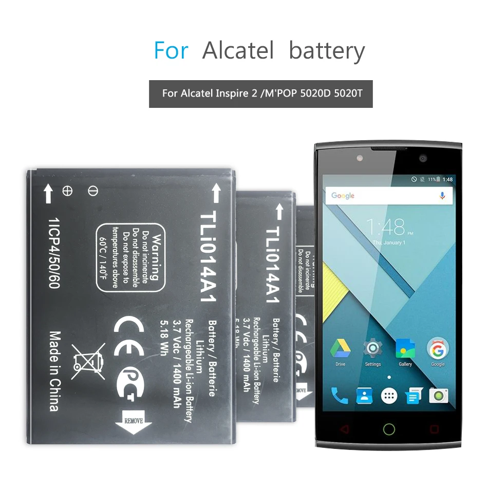 Сменный аккумулятор TLi014A1 CAB31P0000C1 1300 мАч для смартфонов Alcatel one touch 4033D 4032D POP C3 Pixi 4007D