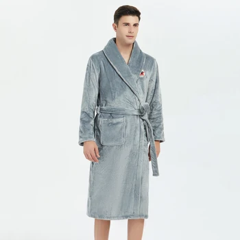 

Casual Men Robe Kimono Gown Bathrobe Gown Winter Flannel Keepwarm Sleepwear Nightwear Soft Intimate Lingerie Homewer Nightgown