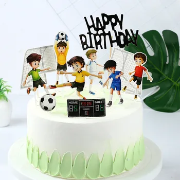 

Happy Birthday Cake Topper Cake Decoration Ornaments Birthday Party Baking Cake Decor Soccer Ball Football Boy