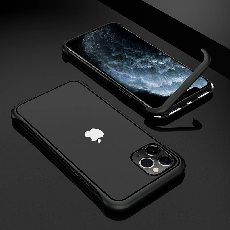 Ультра тонкий противоударный чехол для телефона для Apple iPhone 11/Pro/Max Роскошный Алюминиевый металлический и устойчивый к царапинам 9H чехол из закаленного стекла