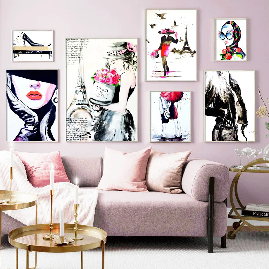 Fahion-Sexy-Gossip-Girl-Paris-High-Heels-Wall-Art-Canvas-Painting-Nordic-Posters-And-Prints-Wall (2)