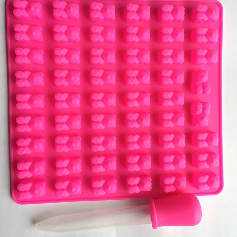 Формы для шоколада 1 шт., инструмент для выпечки 15*16,5 см, 53 отверстия, кухонные принадлежности с капельницей, силиконовая форма в виде медведя, инструменты для украшения торта