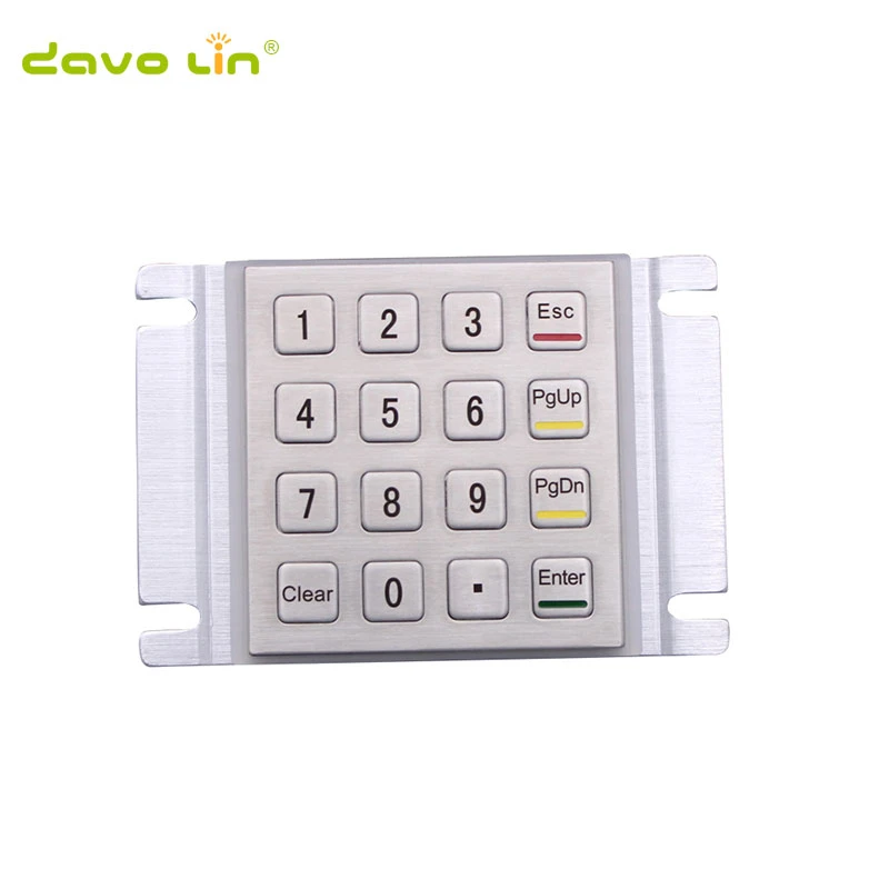 16 keys 4x4 vandal proof rugged panel mount stainless steel metal keypad for access control kiosk elevator atm