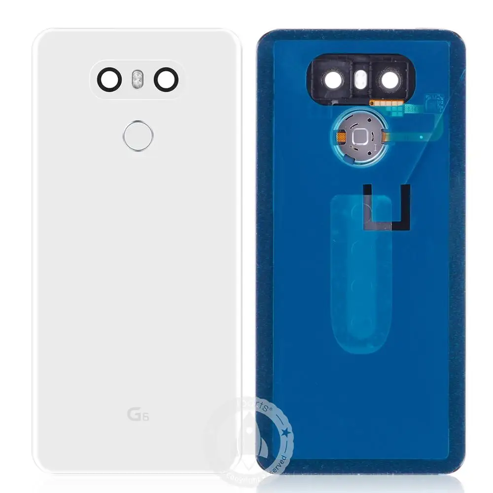 Стеклянный задний корпус для LG G6 Задняя крышка батареи задняя дверь с датчиком отпечатков пальцев объектив камеры H870 H871 H872 H873 LS993 - Цвет: White