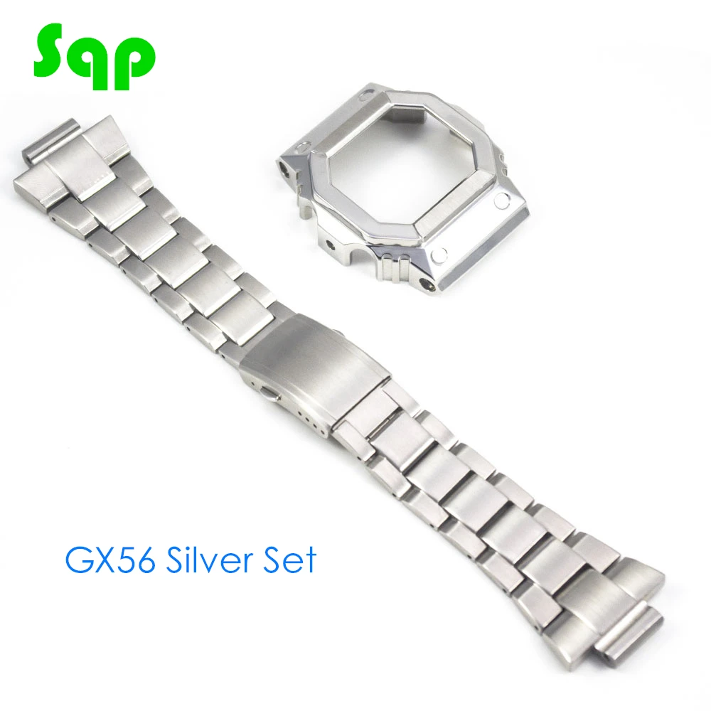 GX56 серебряные часы набор ремешок для часов ободок чехол для часов Металл 316L нержавеющая сталь с бесплатными инструментами