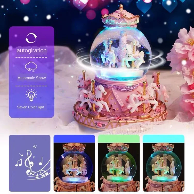 Веселая круглая музыкальная шкатулка в виде снежинок хрустальный шар маленькая