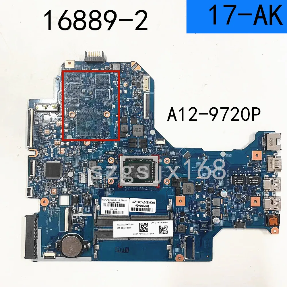 

For HP 17-AK 17Z-AK Laptop Motherboard 16889-2,CPU A12-9720P DDR4 Full Test
