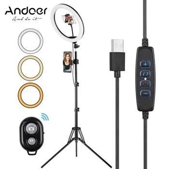 

Andoer 12 Inch LED Ring Lights Ringlight with Phone Holders Remote Tripod Light Stand 3 Color Photography Lighting Video lamp