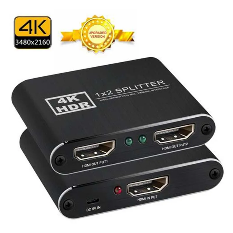 

Multi-Screen Display 4K HDMI Splitter 1 Input 2 Output Metal 1 X 2 HDMI Switcher Box Hub Support 4K X 2K 3D 2160p 1080p