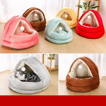 

2020 High Quality House For Cat Beds Kittens Pet Sofa Mats Cozy Bed For Small Dog Kennel Home Cave Sleeping Nest Cats Products