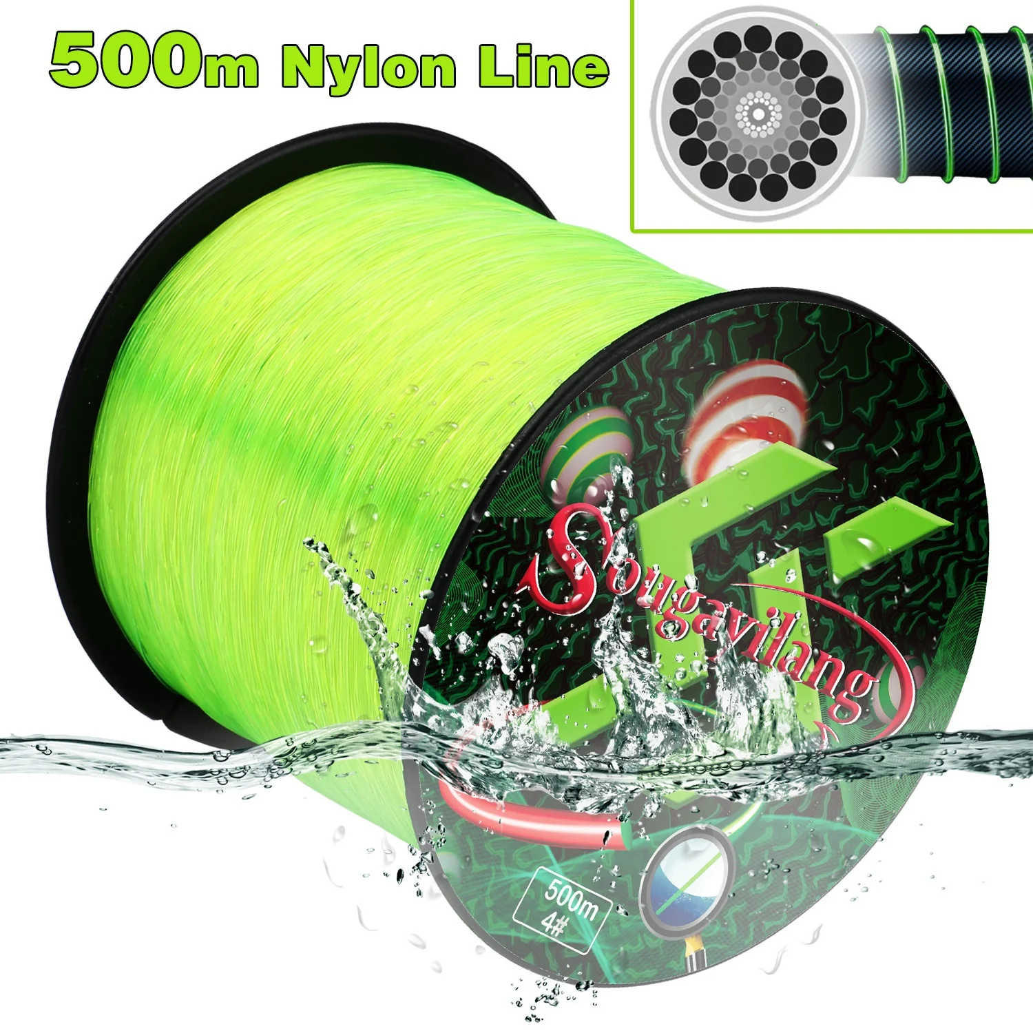 Sougayilang 500m Super Strong Fishing Line Monofilament Nylon Fishing Line  Freshwater Fishing Line Thread Bulk Spool 10.4kg