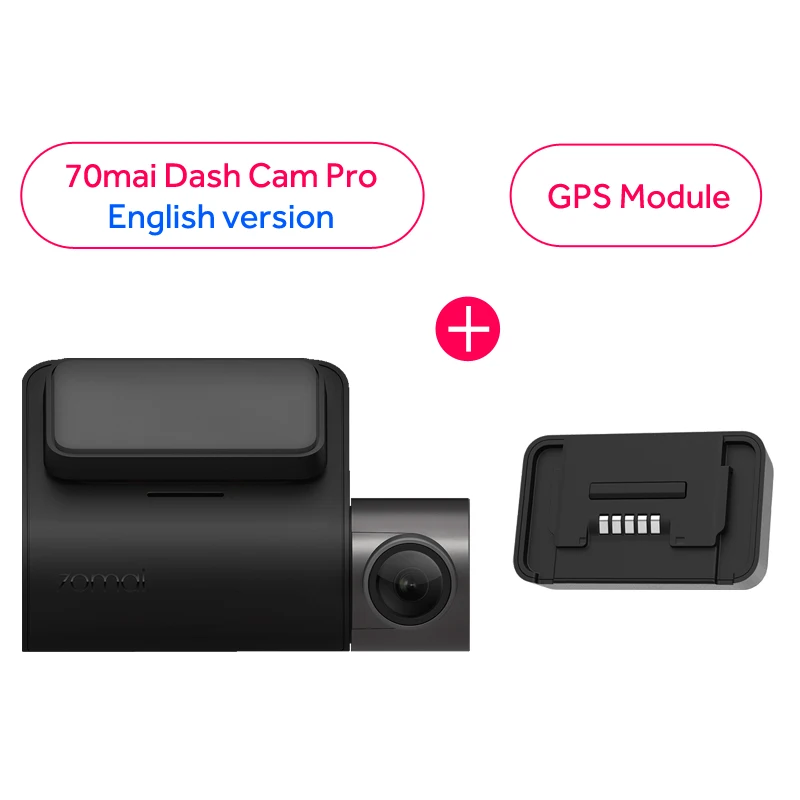 English and GPS Купон-197,73 руб Видеорегистратор Xiaomi 70mai Dash Cam Pro, Разрешение 2592x1944, Обзор 140°, F/1.8, доп. модулей GPS активирует ADAS, поддержка WDR, Режим парковки - Название цвета: English and GPS
